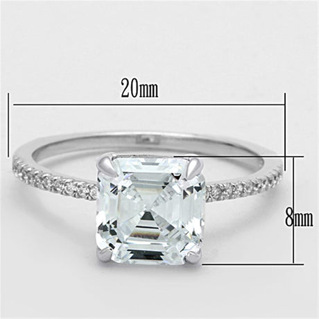 Rhodium 925 Sterling Silver Ring with Cubic  in Clear