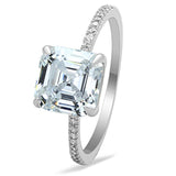 Rhodium 925 Sterling Silver Ring with Cubic  in Clear