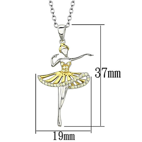 Gold+Rhodium 925 Sterling Silver Chain Pendant with AAA Grade CZ  in Topaz