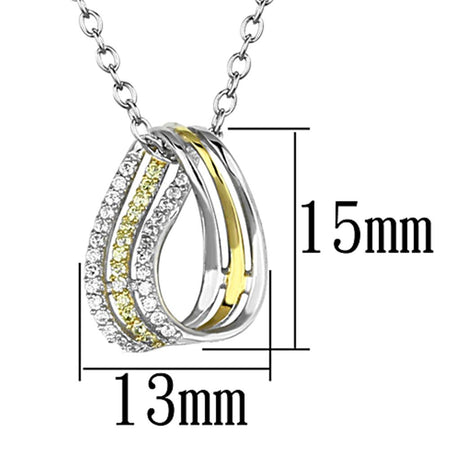 Gold+Rhodium 925 Sterling Silver Chain Pendant with AAA Grade CZ  in Topaz
