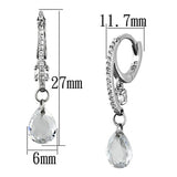 Rhodium 925 Sterling Silver Earrings with AAA Grade CZ  in Clear