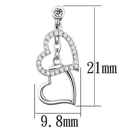 Rhodium 925 Sterling Silver Earrings with AAA Grade CZ  in Clear