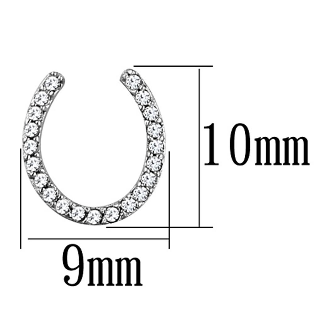 Rhodium 925 Sterling Silver Earrings with AAA Grade CZ  in Clear