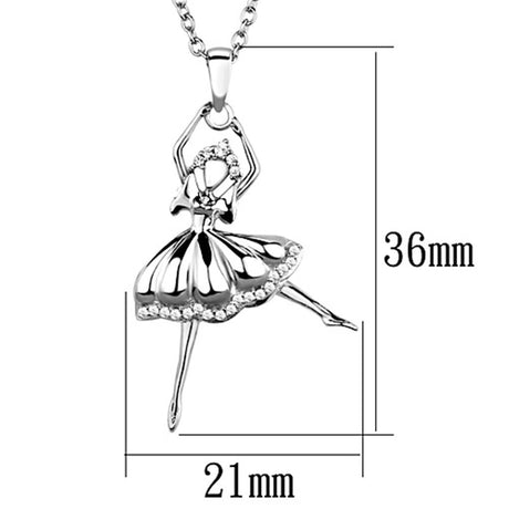 Rhodium 925 Sterling Silver Chain Pendant with AAA Grade CZ  in Clear