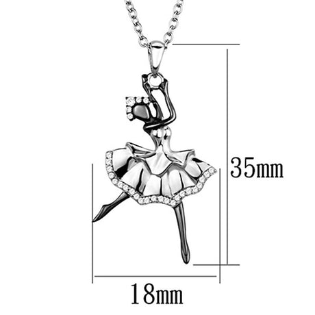 Rhodium + Ruthenium 925 Sterling Silver Chain Pendant with AAA Grade CZ  in Clear