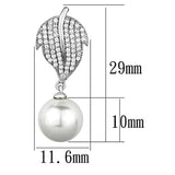 Rhodium 925 Sterling Silver Earrings with Synthetic Pearl in White