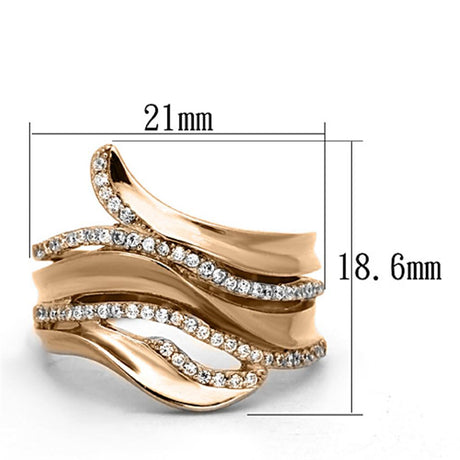 Rose Gold 925 Sterling Silver Ring with AAA Grade CZ  in Clear