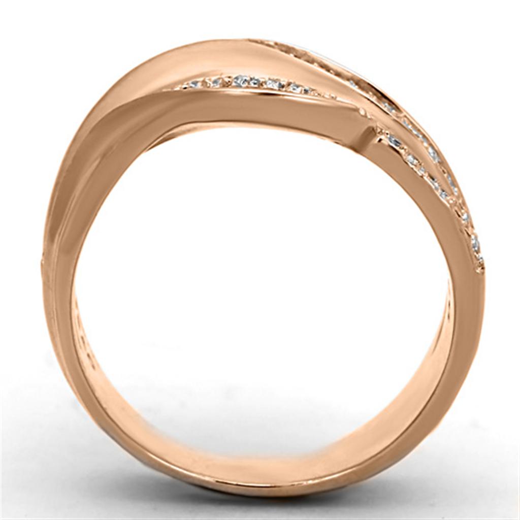 Rose Gold 925 Sterling Silver Ring with AAA Grade CZ  in Clear
