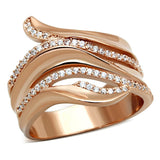 Rose Gold 925 Sterling Silver Ring with AAA Grade CZ  in Clear