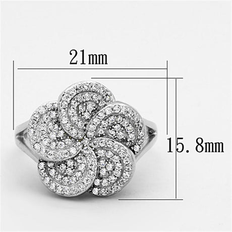 Rhodium 925 Sterling Silver Ring with AAA Grade CZ  in Clear