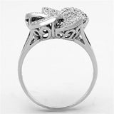 Rhodium 925 Sterling Silver Ring with AAA Grade CZ  in Clear