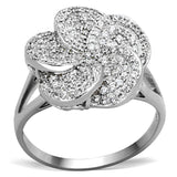 Rhodium 925 Sterling Silver Ring with AAA Grade CZ  in Clear