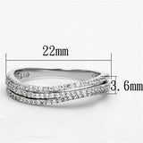 Rhodium 925 Sterling Silver Ring with AAA Grade CZ  in Clear