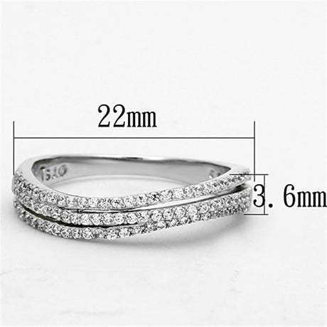Rhodium 925 Sterling Silver Ring with AAA Grade CZ  in Clear