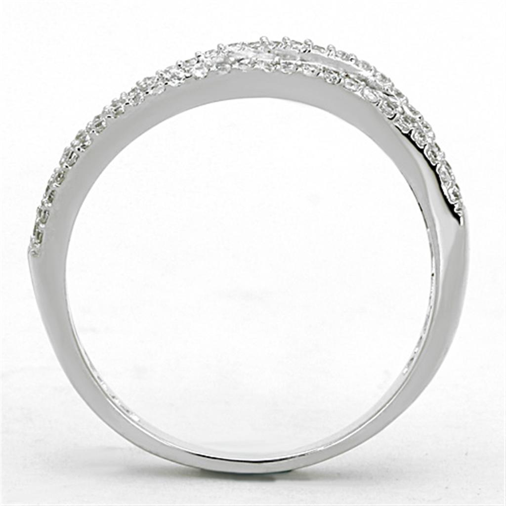 Rhodium 925 Sterling Silver Ring with AAA Grade CZ  in Clear