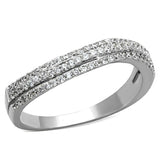 Rhodium 925 Sterling Silver Ring with AAA Grade CZ  in Clear