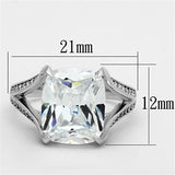 Rhodium 925 Sterling Silver Ring with AAA Grade CZ  in Clear