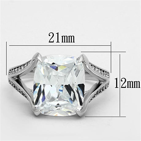 Rhodium 925 Sterling Silver Ring with AAA Grade CZ  in Clear