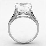 Rhodium 925 Sterling Silver Ring with AAA Grade CZ  in Clear