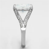 Rhodium 925 Sterling Silver Ring with AAA Grade CZ  in Clear
