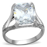 Rhodium 925 Sterling Silver Ring with AAA Grade CZ  in Clear