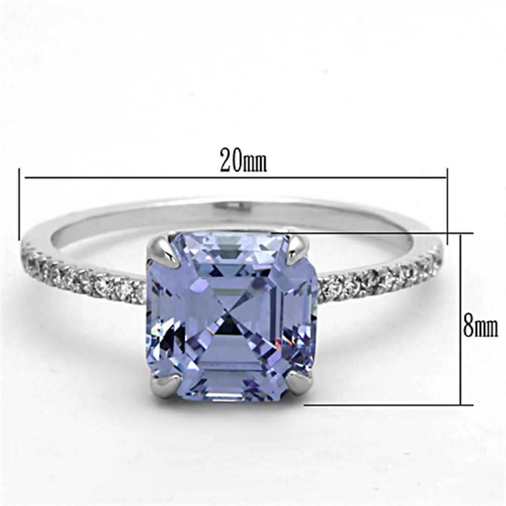 Rhodium 925 Sterling Silver Ring with Cubic  in Light Amethyst