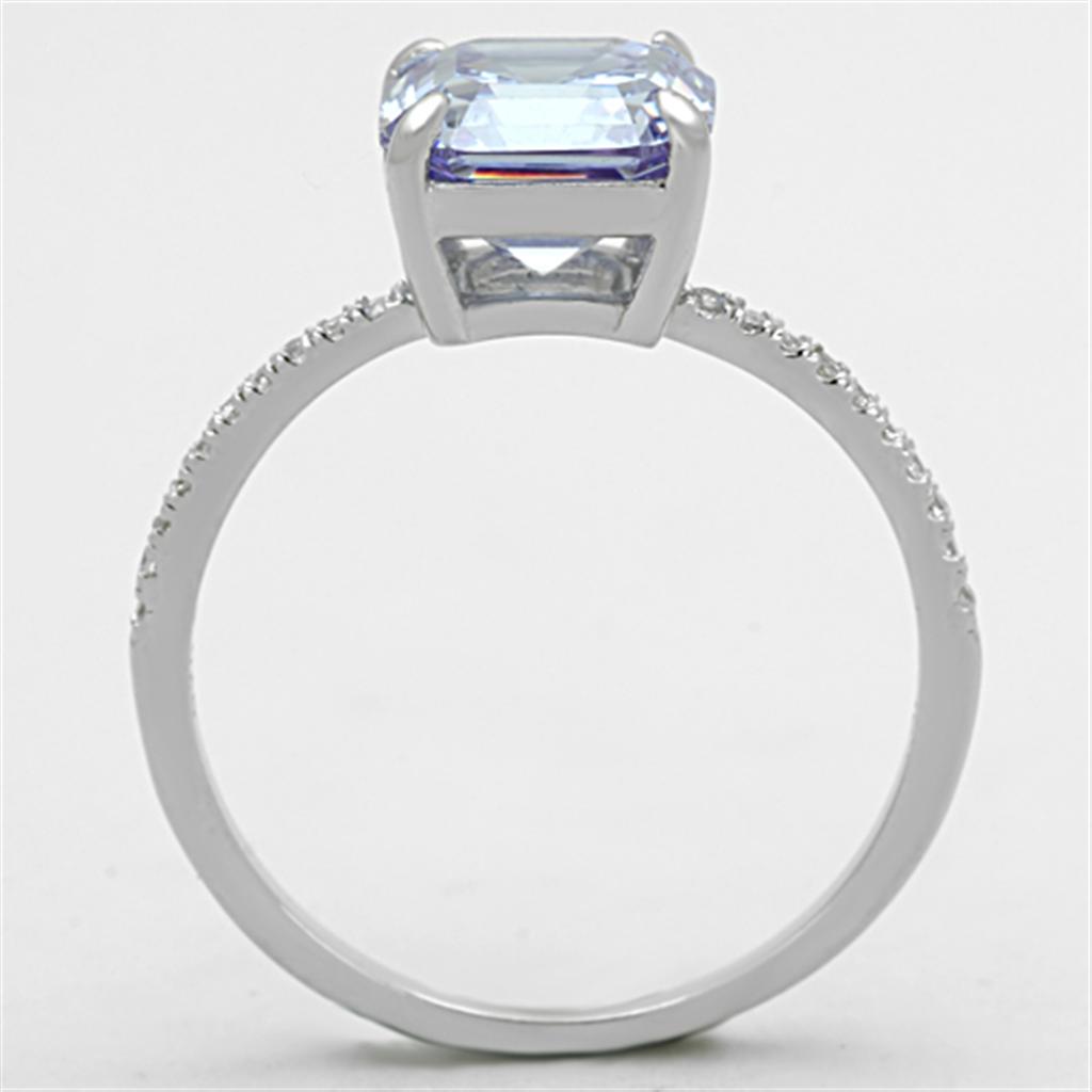 Rhodium 925 Sterling Silver Ring with Cubic  in Light Amethyst