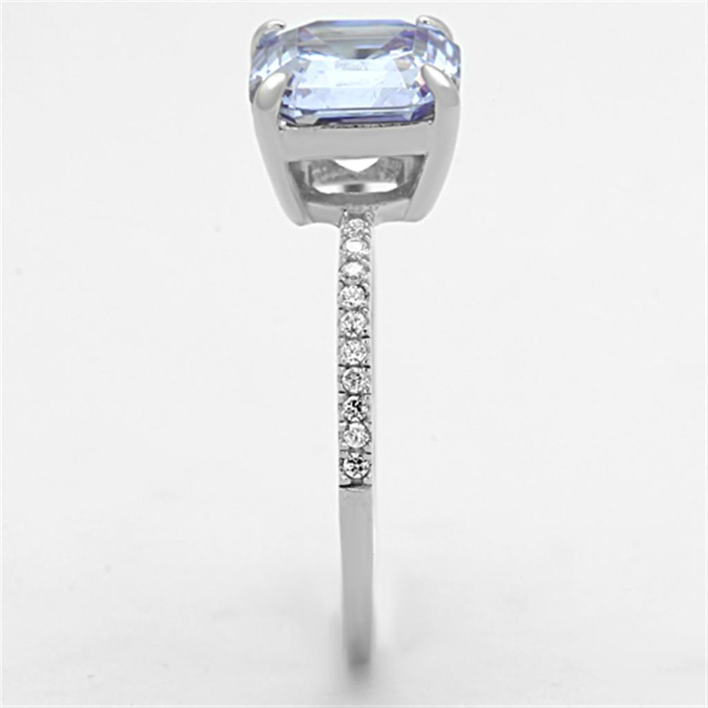 Rhodium 925 Sterling Silver Ring with Cubic  in Light Amethyst
