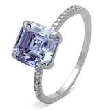 Rhodium 925 Sterling Silver Ring with Cubic  in Light Amethyst