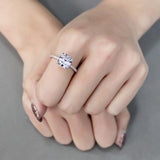Rhodium 925 Sterling Silver Ring with Cubic  in Light Amethyst