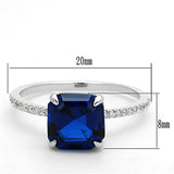 Rhodium 925 Sterling Silver Ring with Synthetic Spinel in London Blue