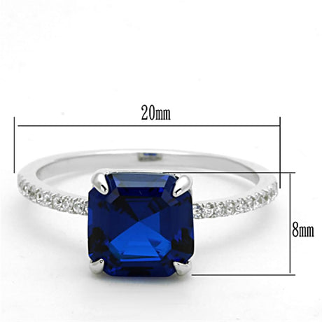 Rhodium 925 Sterling Silver Ring with Synthetic Spinel in London Blue