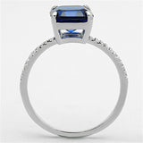 Rhodium 925 Sterling Silver Ring with Synthetic Spinel in London Blue