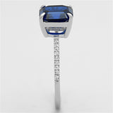 Rhodium 925 Sterling Silver Ring with Synthetic Spinel in London Blue