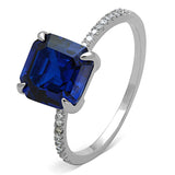 Rhodium 925 Sterling Silver Ring with Synthetic Spinel in London Blue