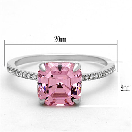 Rhodium 925 Sterling Silver Ring with Cubic  in Rose