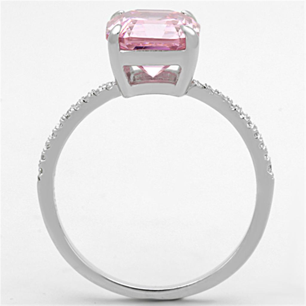 Rhodium 925 Sterling Silver Ring with Cubic  in Rose