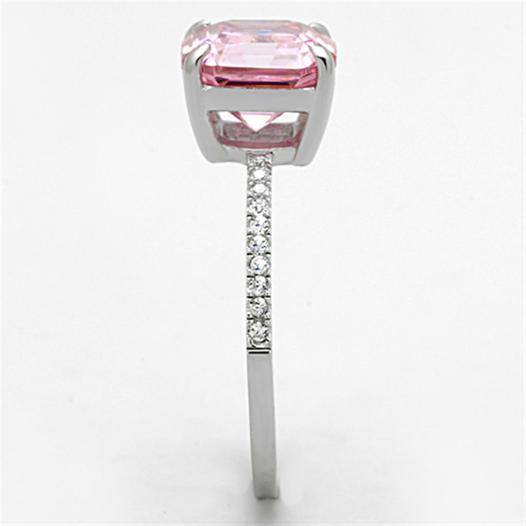 Rhodium 925 Sterling Silver Ring with Cubic  in Rose