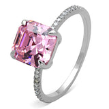 Rhodium 925 Sterling Silver Ring with Cubic  in Rose