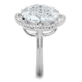 Rhodium 925 Sterling Silver Ring with AAA Grade CZ  in Clear