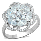 Rhodium 925 Sterling Silver Ring with AAA Grade CZ  in Clear