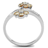Rhodium 925 Sterling Silver Ring with AAA Grade CZ  in Champagne