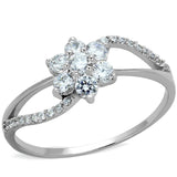 Rhodium 925 Sterling Silver Ring with AAA Grade CZ  in Clear