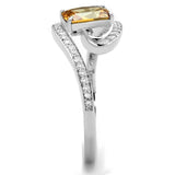 Rhodium 925 Sterling Silver Ring with AAA Grade CZ  in Champagne