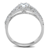 Rhodium 925 Sterling Silver Ring with AAA Grade CZ  in Clear