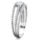 Rhodium 925 Sterling Silver Ring with AAA Grade CZ  in Clear