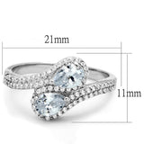 Rhodium 925 Sterling Silver Ring with AAA Grade CZ  in Clear