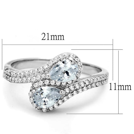 Rhodium 925 Sterling Silver Ring with AAA Grade CZ  in Clear