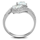 Rhodium 925 Sterling Silver Ring with AAA Grade CZ  in Clear