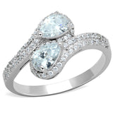 Rhodium 925 Sterling Silver Ring with AAA Grade CZ  in Clear
